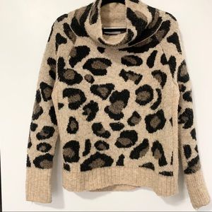 Cozy Leopard Print Mock Neck Sweater